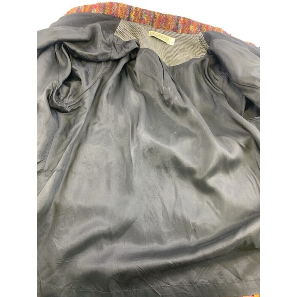 BOGO Canvasbacks Plush Knit Jacket Multi Stripe Pattern Button Shoulder Pads L - Picture 10 of 14